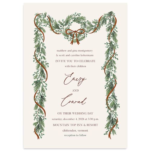 Festive Garland Wedding Invitations Copper Signature Blank No Standard