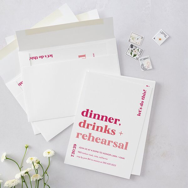Vibrant Bold Rehearsal Dinner Invitations Hot Pink Signature Blank