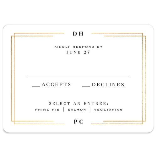 Framed Photo Wedding Response Cards Gold Pure White Signature Rounded