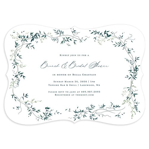 Dainty Fairytale Greenery Bridal Shower Invitations Dark Night Signature Blank