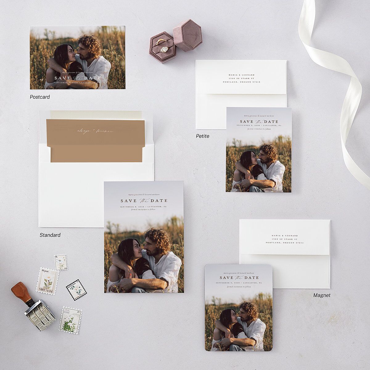 Bohemian Garden Save the Date Petite Cards Cream Signature smooth Blank No Standard