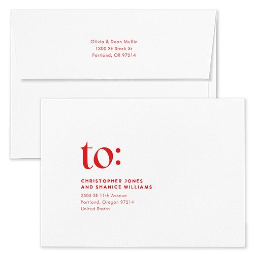 Bold Year Photo Series Holiday Card Envelopes White Candy Pink Both Recipient and Return Addresses Standard Signature