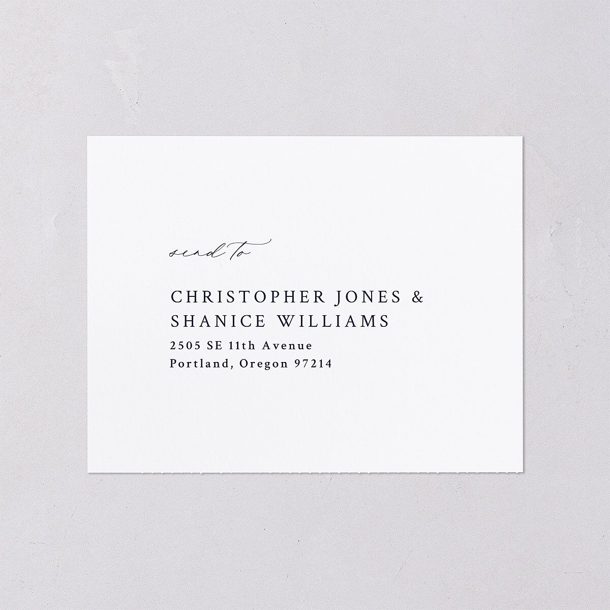 Elevated Minimalist Ampersand All-in-One Wedding Invitations Navy Signature Light Both Recipient and Return Addresses No