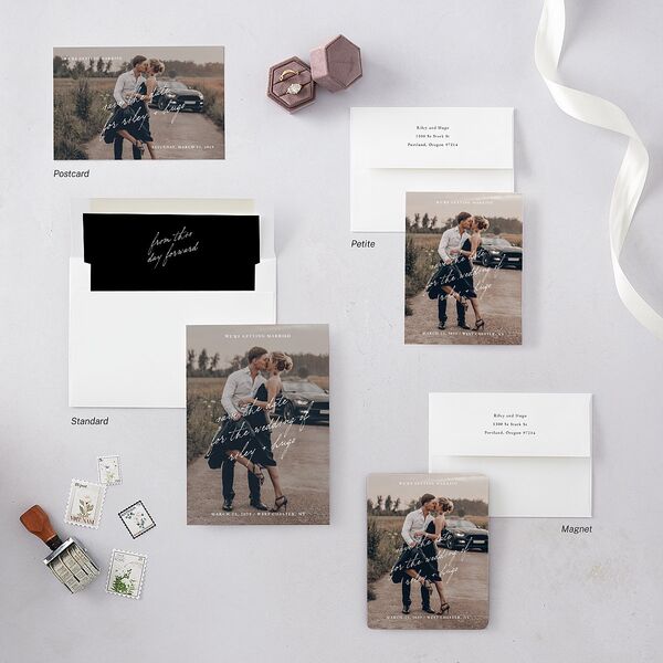 Scripted Announcement Save The Date Magnets Licorice Magnet Paper