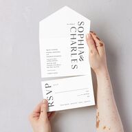 Timeless Elegance All-in-One Wedding Invitations Midnight Signature Light Both Recipient and Return Addresses No