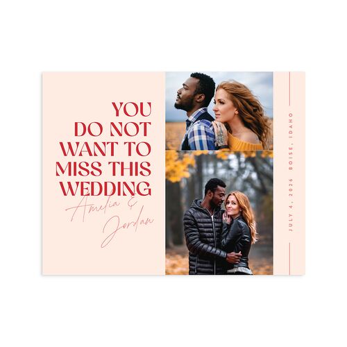 Wedding Of The Century Save the Date Petite Cards Rose Pink Signature smooth Blank No Standard
