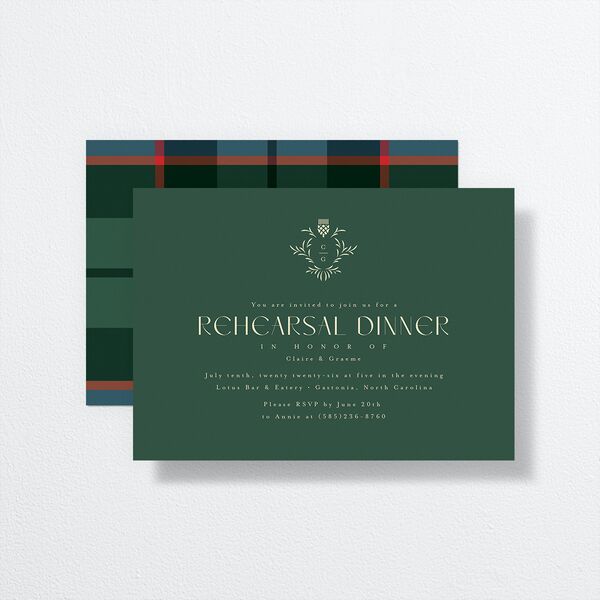 Tartan Crest Rehearsal Dinner Invitations Moody Blue Signature