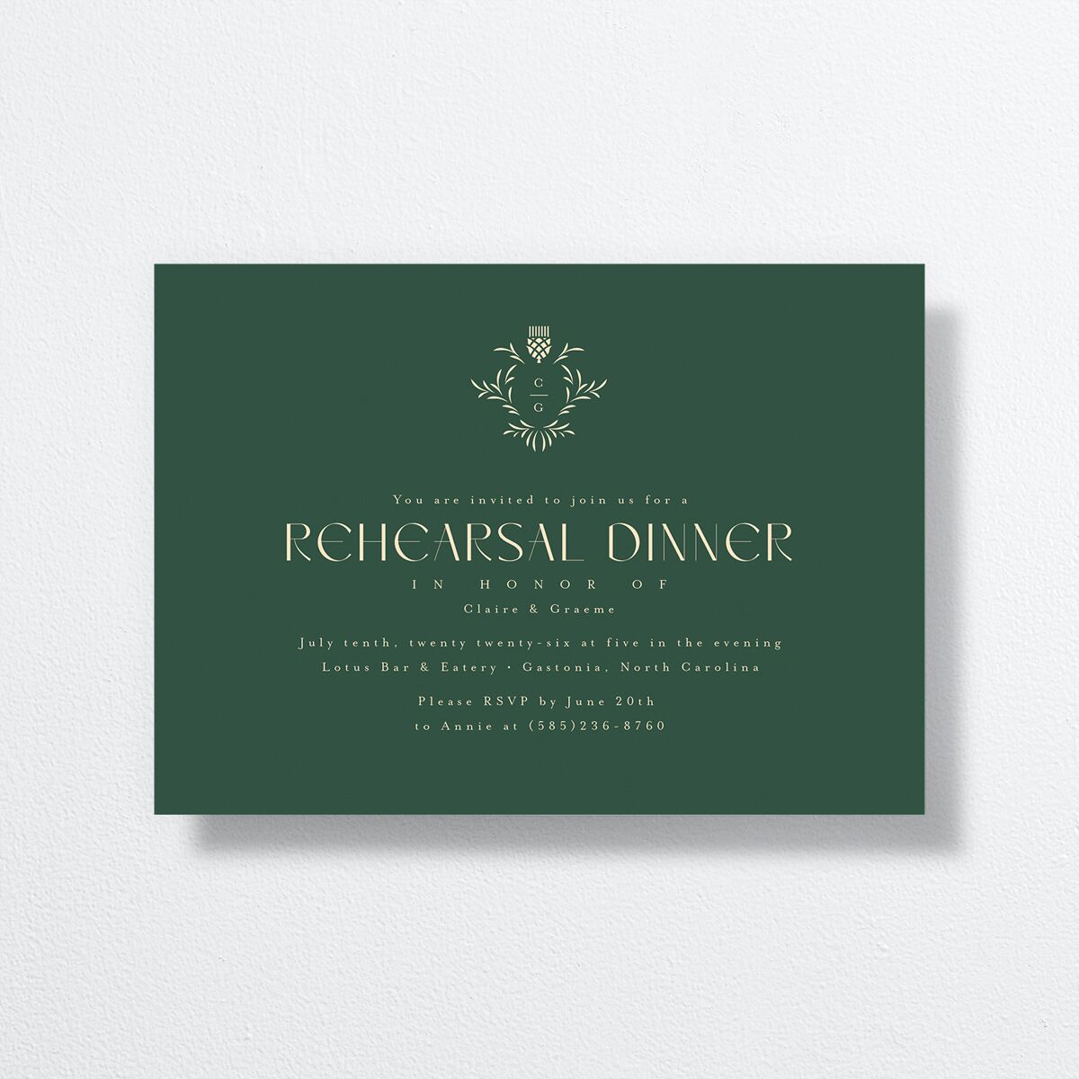 Tartan Crest Rehearsal Dinner Invitations Moody Blue Signature