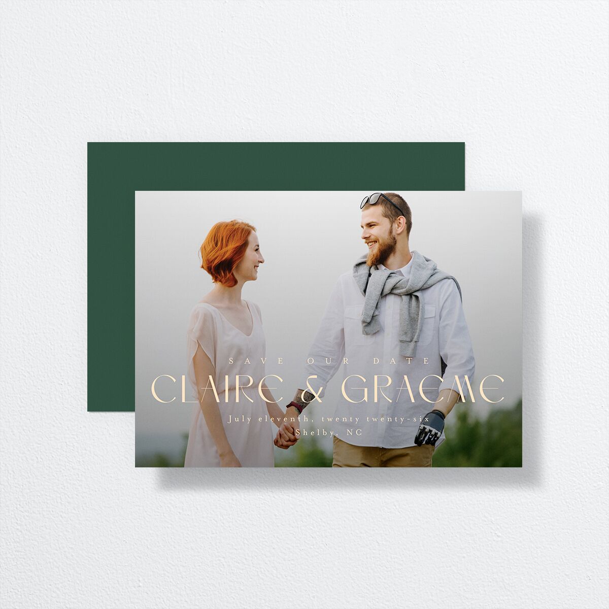 Tartan Crest Save the Date Cards Moody Blue Signature smooth No