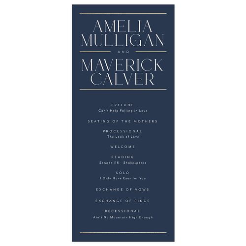 Estate Wedding Programs Gold Moody Blue Signature