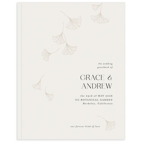 Ginkgo Leaves Guest Books Champagne