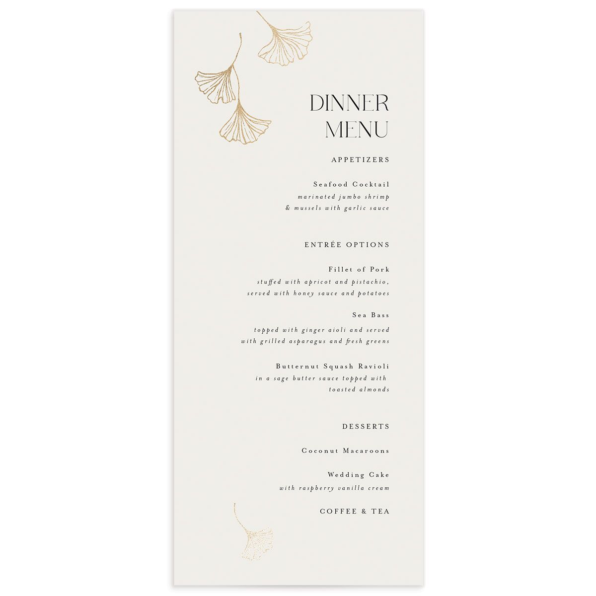 Ginkgo Leaves Menus
