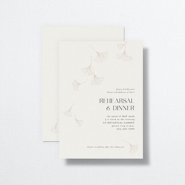 Ginkgo Leaves Rehearsal Dinner Invitations Champagne Signature