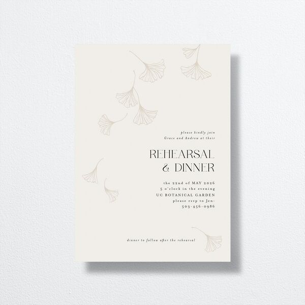 Ginkgo Leaves Rehearsal Dinner Invitations Champagne Signature