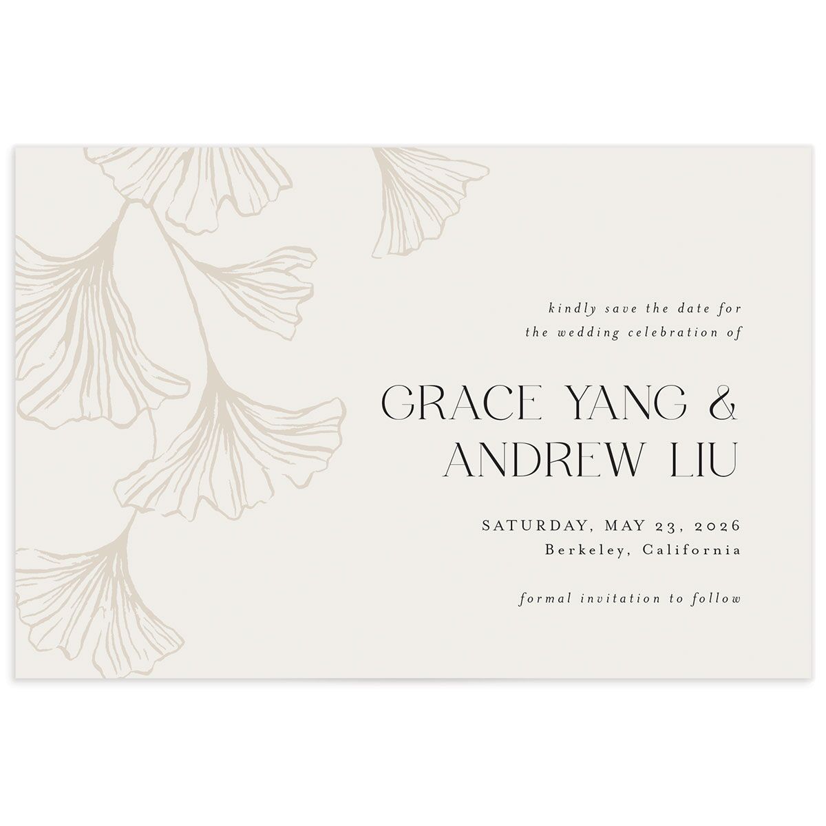 Ginkgo Leaves Save the Date Postcards