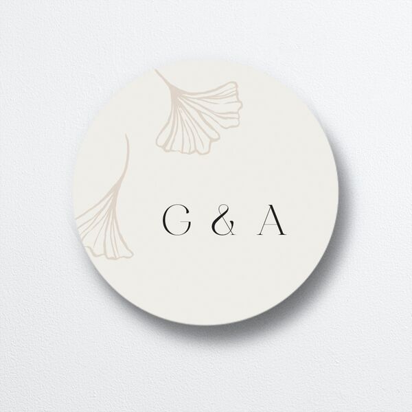 Ginkgo Leaves Wedding Stickers Champagne