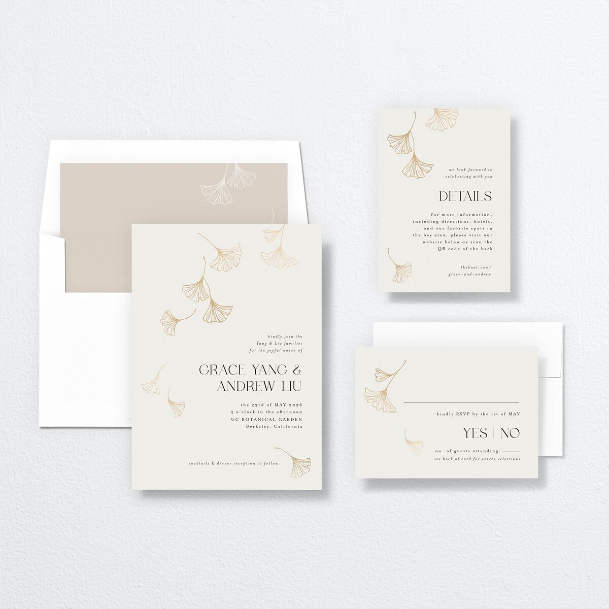 Ginkgo Leaves Wedding Invitations suite