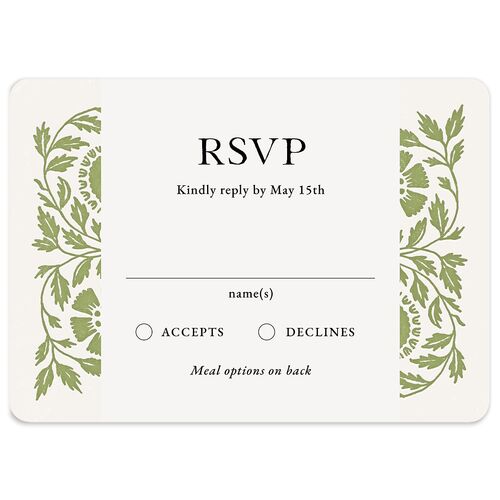 Block Print Wedding Response Cards Meadow Signature Rounded