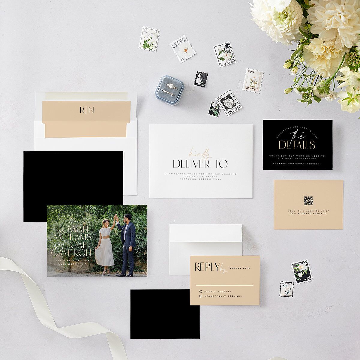 Headline Save the Date Cards Licorice Signature smooth Blank No