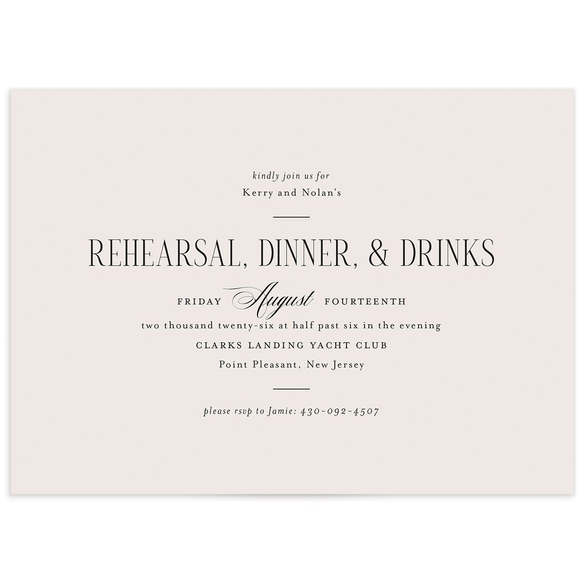 Cosmopolitan Rehearsal Dinner Invitations
