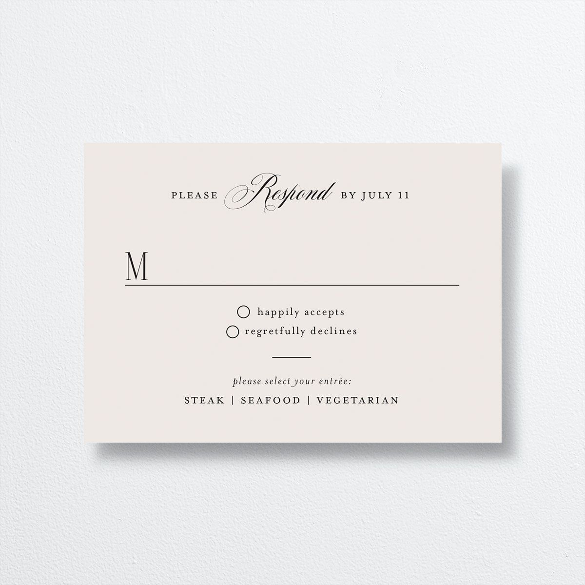 Cosmopolitan Wedding Response Cards front in cream