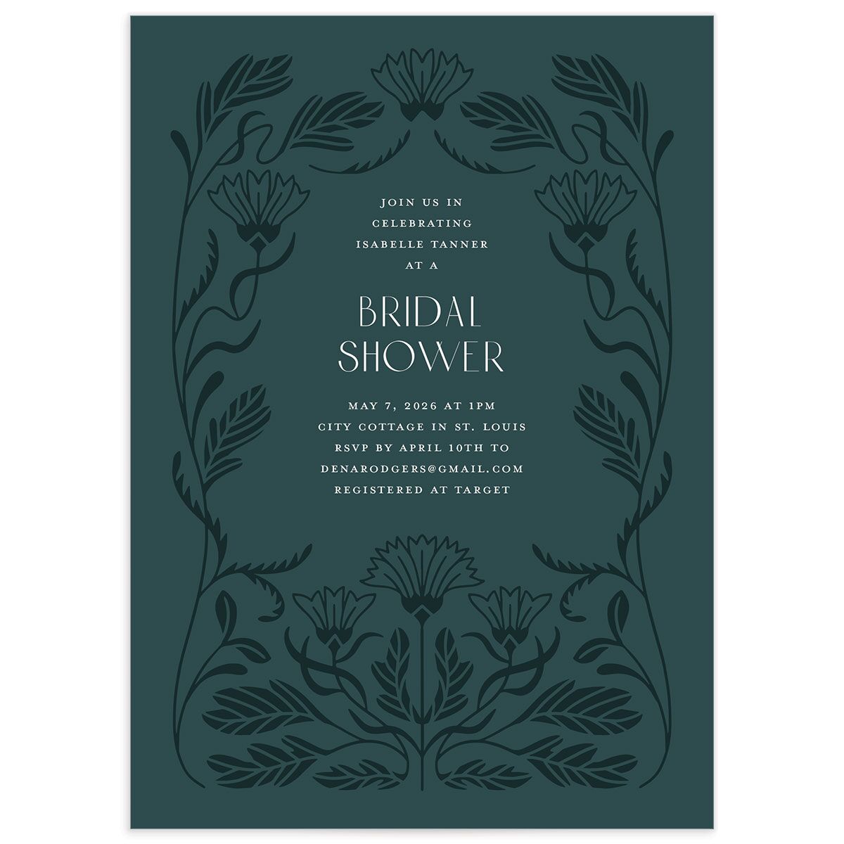 Elegant Nouveau Bridal Shower Invitations