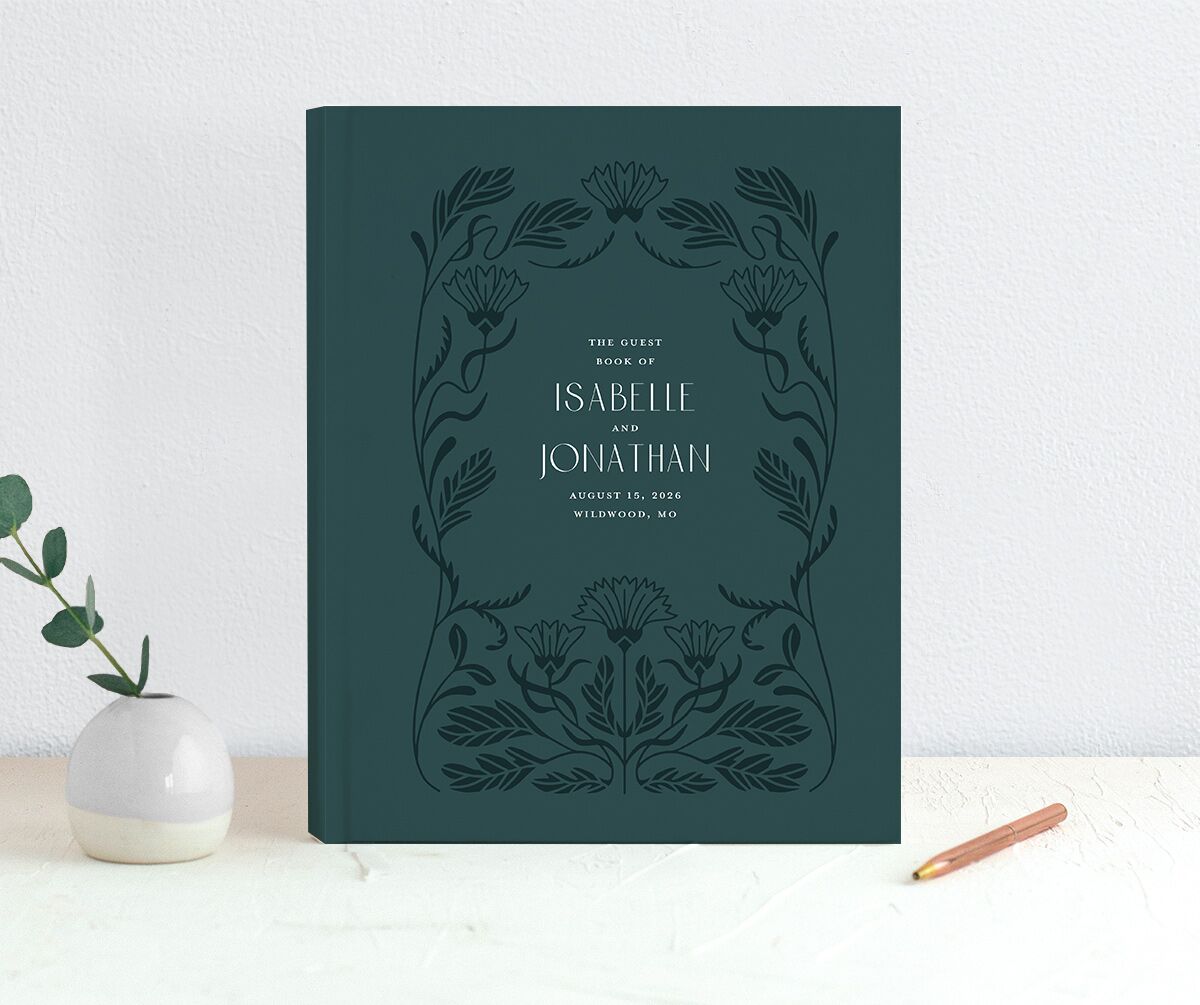 Elegant Nouveau Guest Books Dark Emerald