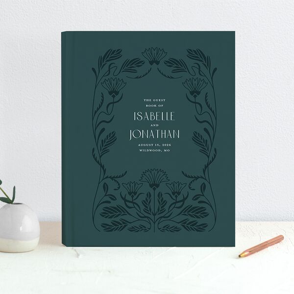 Elegant Nouveau Guest Books Dark Emerald