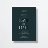 Elegant Nouveau Save the Date Cards Gold Dark Emerald Signature smooth No