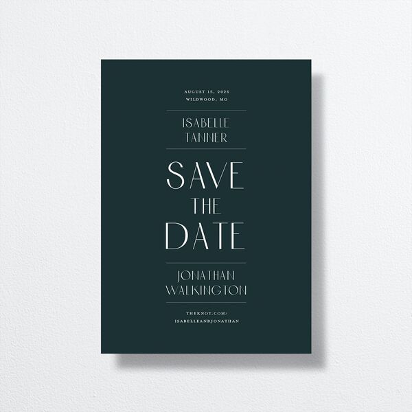 Elegant Nouveau Save the Date Cards Gold Dark Emerald Signature smooth No