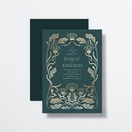 Elegant Nouveau Wedding Invitations Gold Dark Emerald Signature No