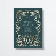 Elegant Nouveau Wedding Invitations Gold Dark Emerald Signature No