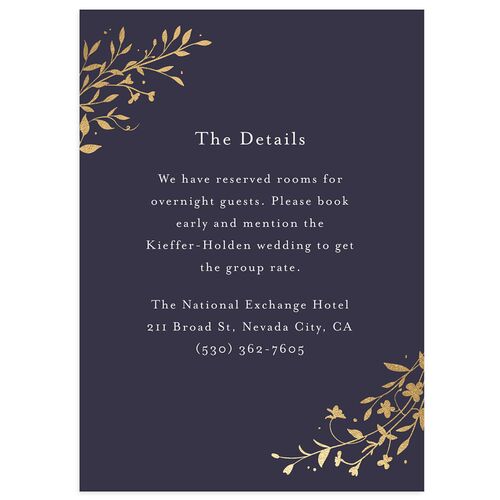 Oval Garland Foil Wedding Enclosure Cards Navy Gold Signature Standard