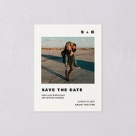 Cinematic Love Story Save the Date Petite Cards Pure White Signature smooth Blank No Standard