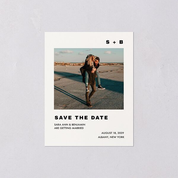 Cinematic Love Story Save the Date Petite Cards Pure White Signature smooth Blank No Standard