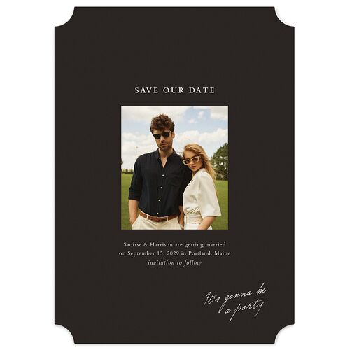 Elegant Editorial Page Save the Date Cards Midnight Signature smooth Blank No Ticket