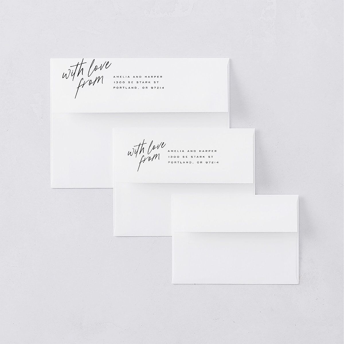 You Are Mine Save the Date Petite Card Envelopes White Pure White Both Recipient and Return Addresses Signature Standard