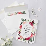 Vibrant Floral Wedding Invitations Raspberry Signature Blank No