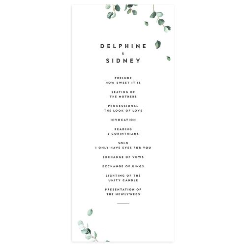 Modern Eucalyptus Wedding Programs Pure White Signature