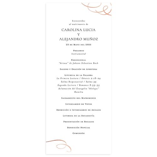 Nuestra Boda Wedding Programs Rose Gold Pure White Signature