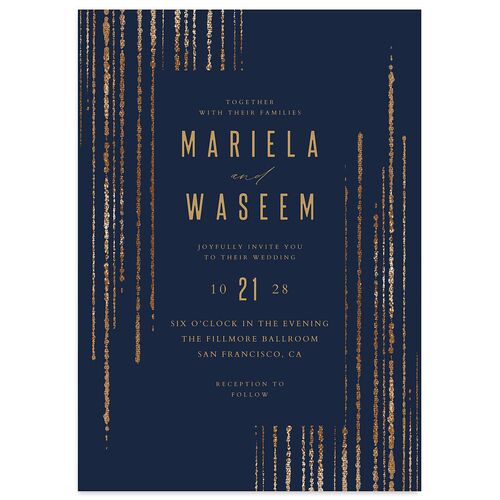 Classic Cascade Wedding Invitations Navy Signature Blank No Standard