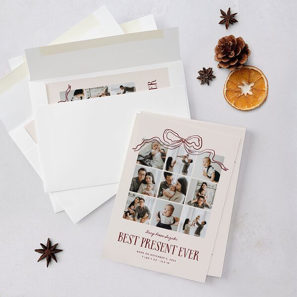 Best Present Ever Bow Gallery Holiday Cards Merlot Signature Blank Standard Portrait