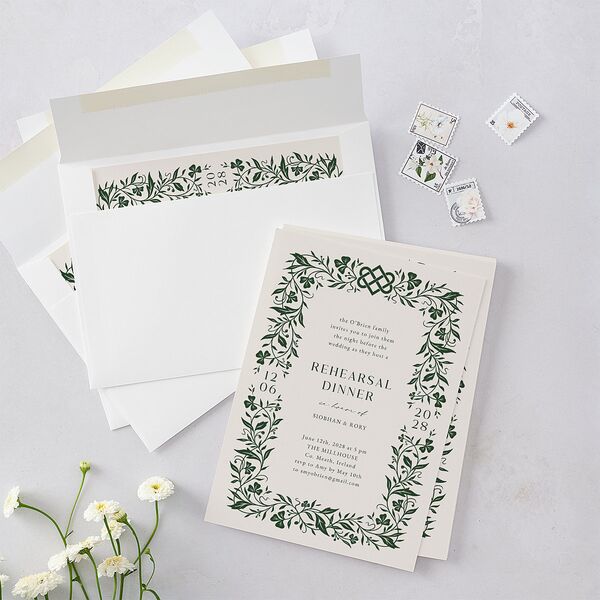 Celtic Knot Rehearsal Dinner Invitations Hunter Green Signature Blank Standard