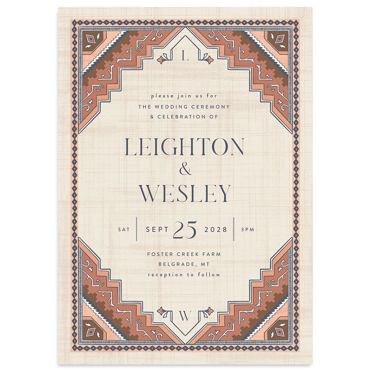 Western Tapestry Wedding Invitations