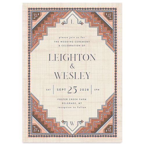 Western Tapestry Wedding Invitations Linen Signature Blank No