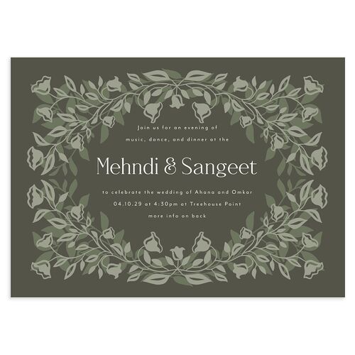 Rustic Nouveau Bridal Shower Invitations Hunter Green Signature Blank Standard
