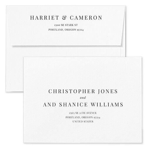 Vintage Landscape Wedding Invitation Envelopes White Charcoal Both Recipient and Return Addresses Standard Signature