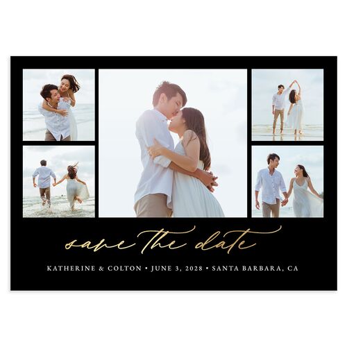 Romantic Announcement Save the Date Cards Midnight Gold Signature smooth Blank No Standard