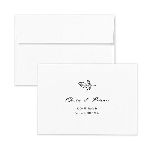 Vintage Botanical Sketch Response Card Envelopes White Midnight Return Address Signature Standard