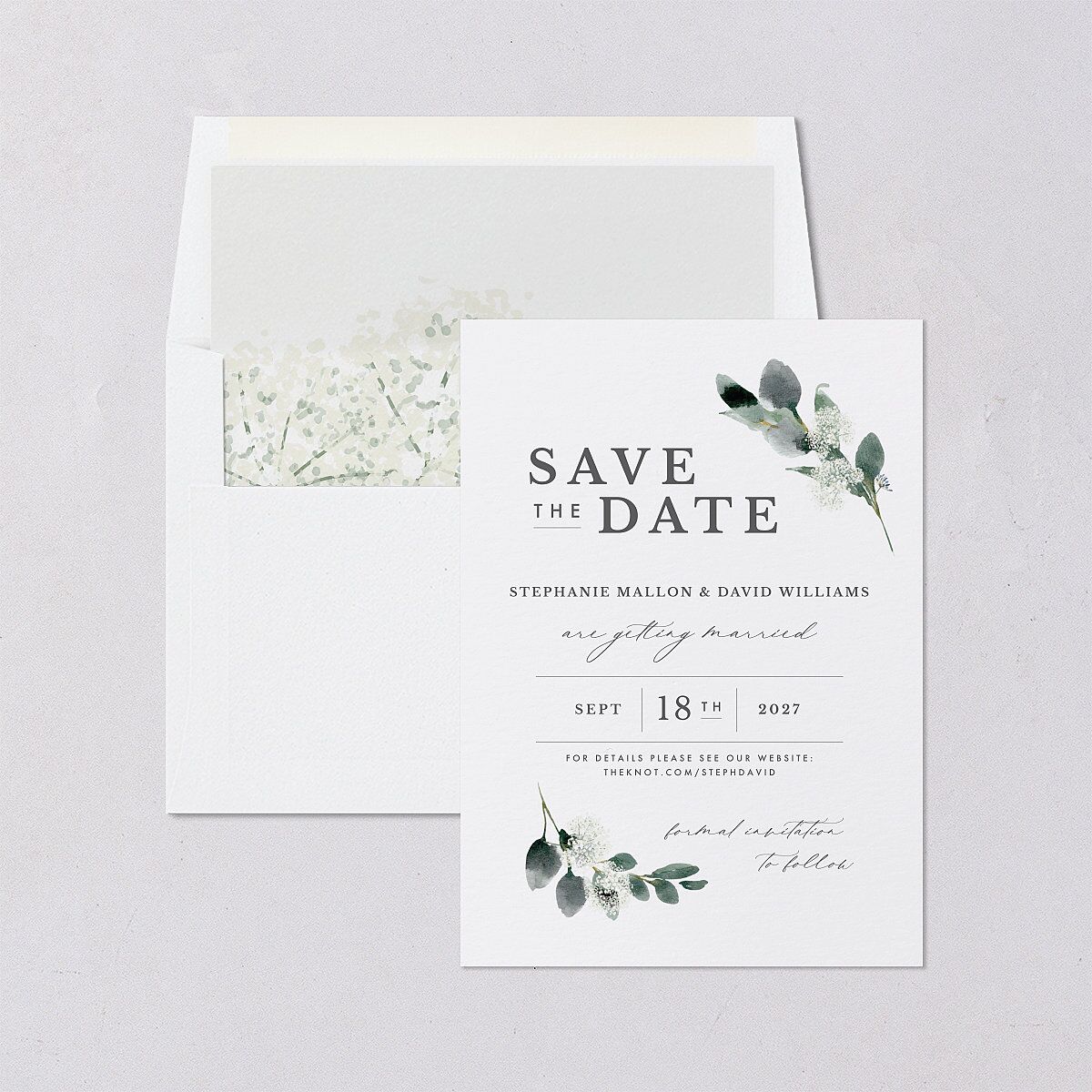 Elegant Greenery Save The Date Cards — view 4